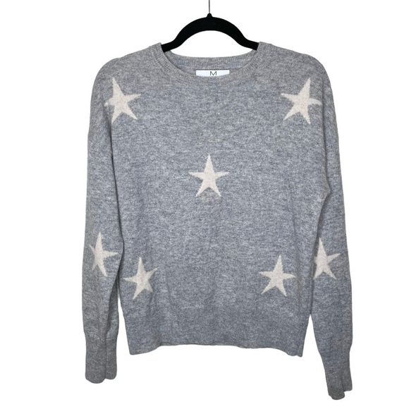 Magaschoni 100% Cashmere Star Knit Gray Sweater Medium - Picture 2 of 10